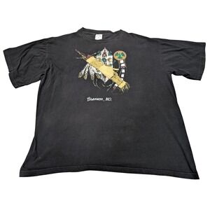 Basic T Shirt Mens XXL Black Branson Vintage Native American Graphic Tee Cotton